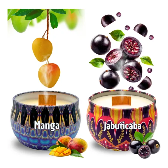 Kit 2 Velas Aromáticas Perfumada Capim Limão E Maçã E 130gr