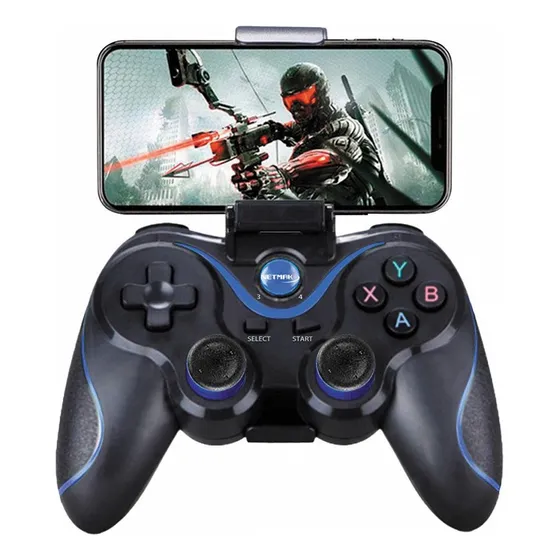 Joystick Inalámbrico Gamepad Para Ps4 Ps3 Pc Celular Netmak Color Negro