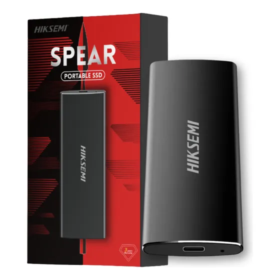 SSD Externo Hiksemi Spear 256GB USB 3.1 Type-C – Leitura 450MB/s, Gravação 400MB/s, HS-ESSD-T200N(STD)/256G/A&C/ Design Compacto, Alta Durabilidade, Compatível com Windows, macOS, Linux e Consoles