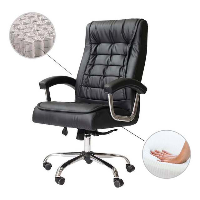 Cadeira De Escritório Presidente Ergonômica Com 42 Molas Ensacadas, Sistema Relax Com Trav... Cadeira De Escritório Presidente Ergonômica Com 42 Molas Ensacadas, Sistema Relax Com Trav...