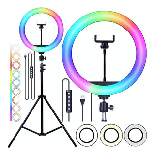 Iluminador Ring Ligth Rgb 26cm Fotos Com Tripé 2,10 Youtuber Iluminador Ring Ligth Rgb 26cm Fotos Com Tripé 2,10 Youtuber
