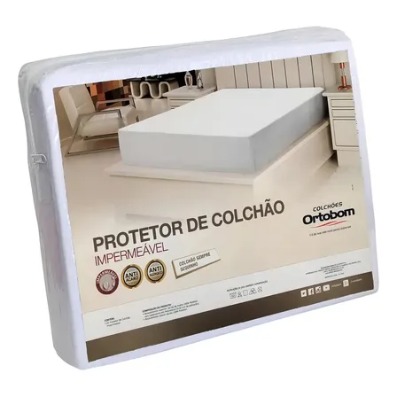 Ortobom Capa protetora impermeável de colchão queen cor branco