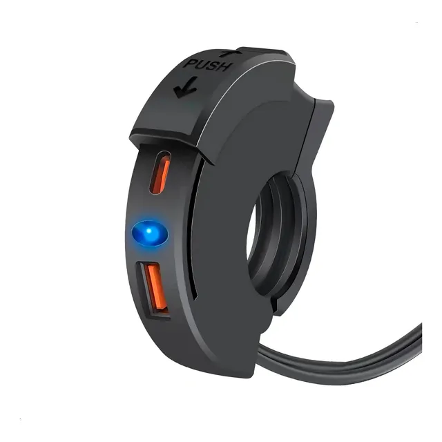 Cargador Para Moto Tipo C Y Usb - 48w Pd Acoplable De Timon