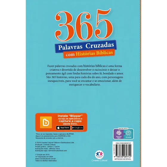 Livro 365 - Palavras Cruzadas - Com Histórias Bíblicas, de Ciranda Cultural. Ciranda Cultural Editora E Distribuidora Ltda., capa mole (2019) Imagen - 2/2