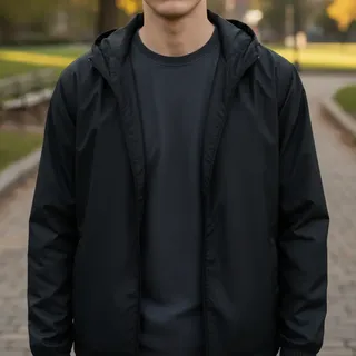 Corta Vento Jaqueta Masculino Lisa Com Capuz E Bolso E Ziper
