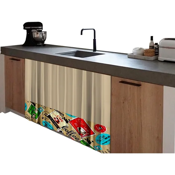 Cortina Bajo Mesada Cocina Tela Panama Varios Diseños 80x150