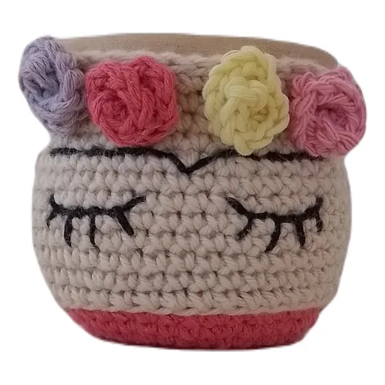 Mate Ceramica Con Funda Frida Kahlo Crochet Algodón Arte 