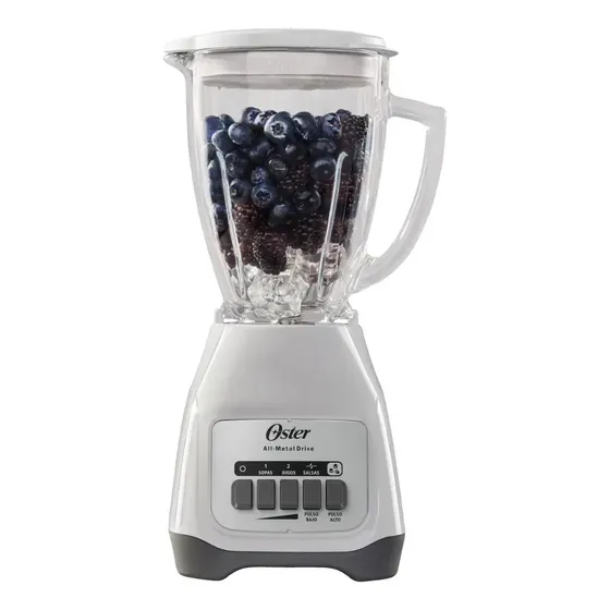 Licuadora Oster, de 2 Velocidades más Pulso, Vaso de Vidrio Boroclass, 1.5 L, 800 W, Blanca, BLSTKAG-WPB