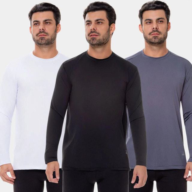 Kit 3 Camisa Blusa Manga Longa Masculina Proteção Uv Solar