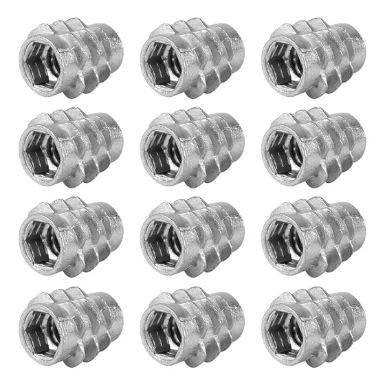 Inserto Tuerca Mueble Madera 1/4 X 13 Mm Sin Tope 100 Piezas