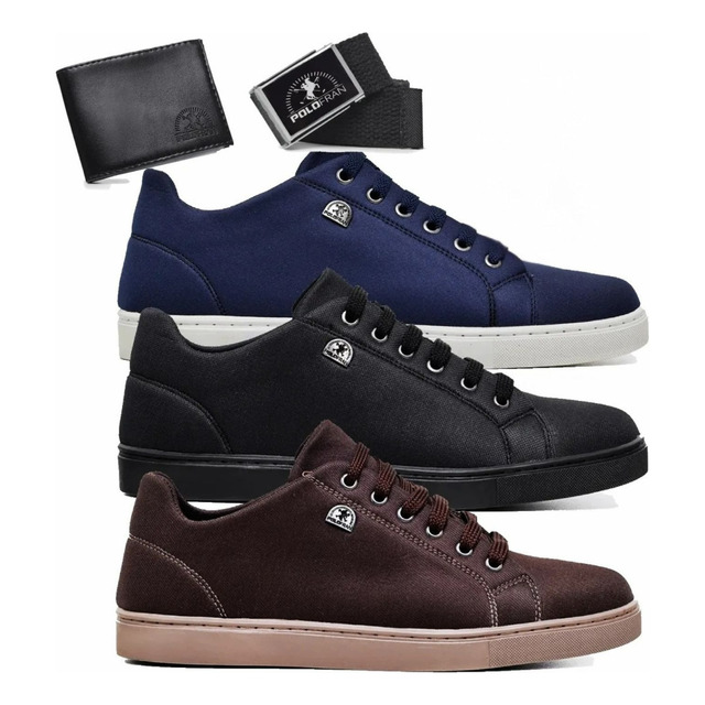 Kit 3 Pares Sapatenis Polo Fran Sapato Masculino Com Brindes Kit 3 Pares Sapatenis Polo Fran Sapato Masculino Com Brindes