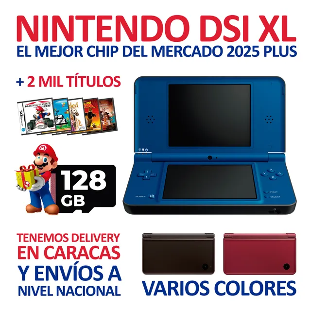 Nintendo Dsi Xl: Consola Dsxl + Chip2025full + 2 Mil Títulos