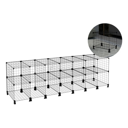 Estante Sapateira Horizontal 14 Nichos Prateleira Aço Preto Estante Sapateira Horizontal 14 Nichos Prateleira Aço Preto