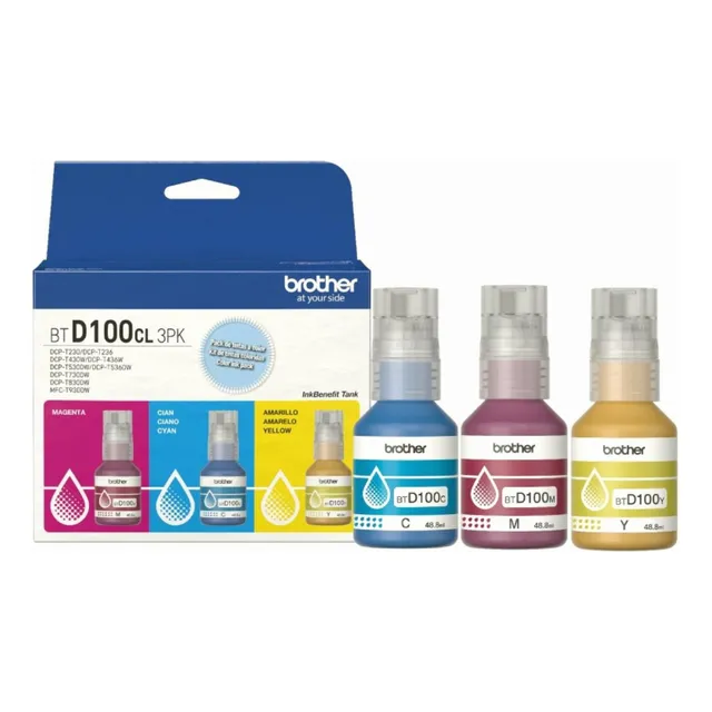 Tintas Brother BTD100 3 pack de Botellas de Color Cian Magenta y Amarillo 933060