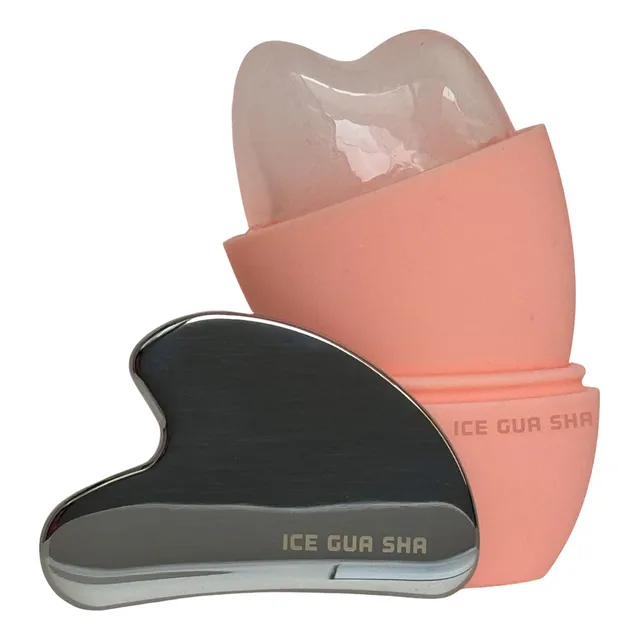 Combo Ice Gua Sha Original Masaje Facial Terapia Hielo/acero