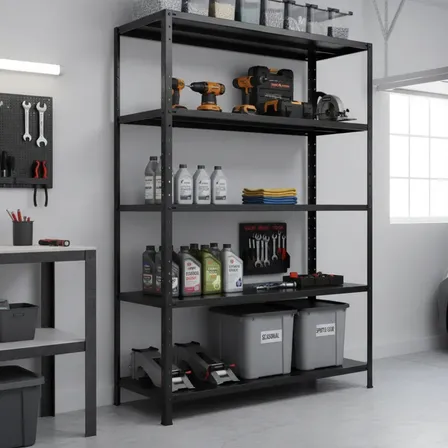 Super Estante/prateleira Preta 40x92x1,98 Modular Com 5 Band Preto
