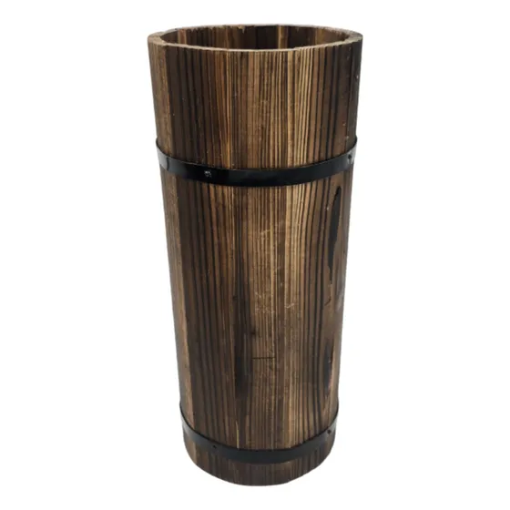 Macetero De Madera Tipo Barril Largo Alto Jardin Terraza L