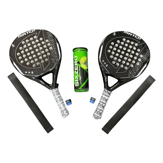 Combo Kit Pareja 2 Paletas Padel Paddle + 1 Tubo + 2 Grip