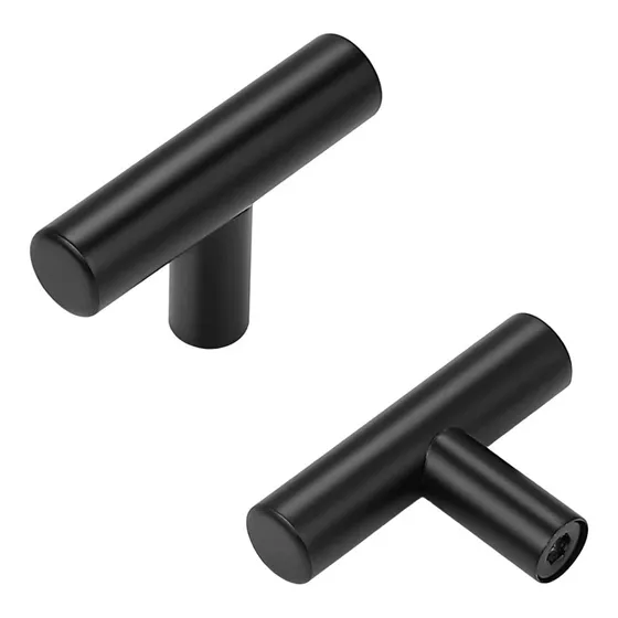 Jaladera De Botón T Barra Acero Inoxidable Negro 10 Piezas