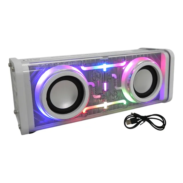 Parlante Mini Bluetooth Blanco Rgb 10w Portatil Usb C