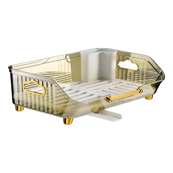 Estante De Secado De Platos De Dazzleree Con Tope De Drenaje