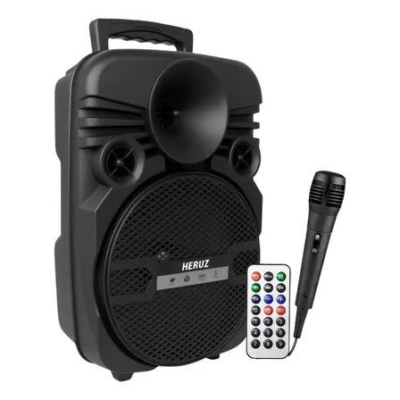 Caixa De Som Portátil Bluetooth Grande Potencia Heruz Caixinha De Musica Son Cor Preto