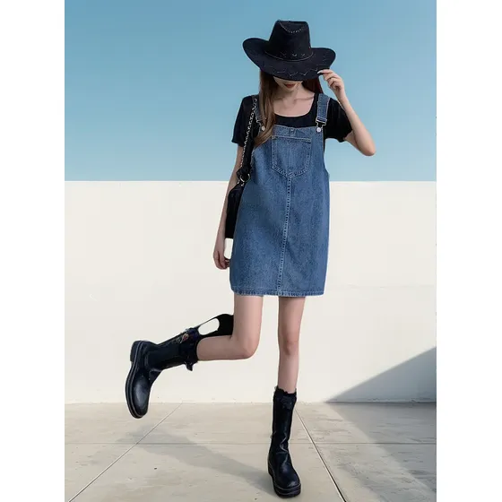 Mujeres Moda Super Edad Reducción Vaquero Halter Vestido Cor