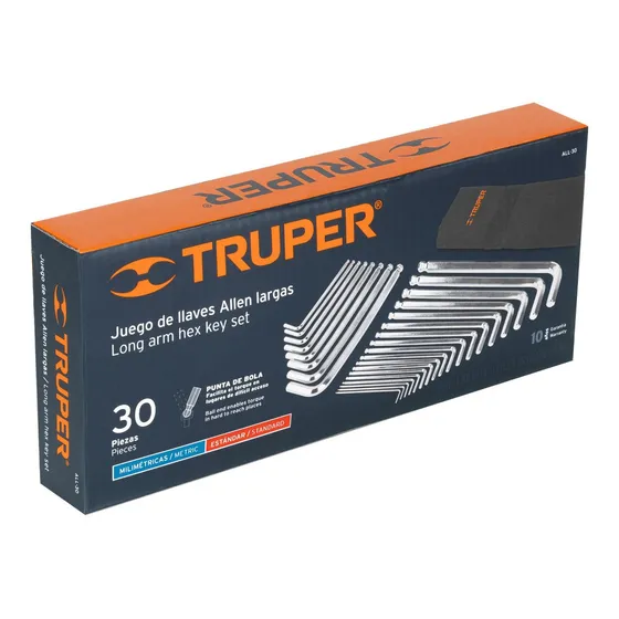 Juego Llaves Allen Largas Std Y Mm 30 Piezas, Truper Color Cromado