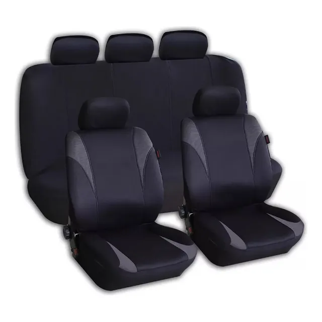 Forro Asiento Universal Carro Camioneta 9 Piezas Negro Gris 