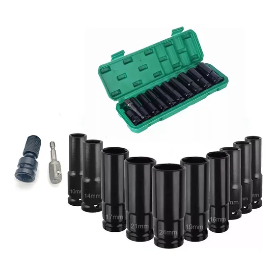 Juego Set Dados De Impacto 1/2, 11 Piezas De 10 A 24 Mm