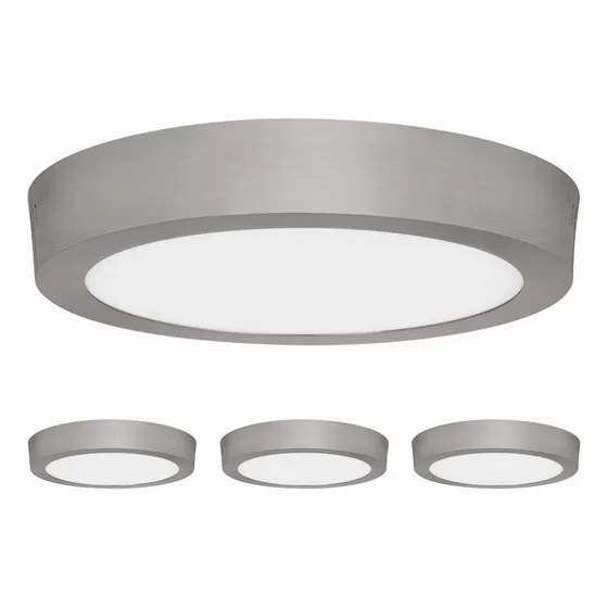 Pack 3 Lámparas Led Sobreponer 18w, 4000k, Estévez, Níquel