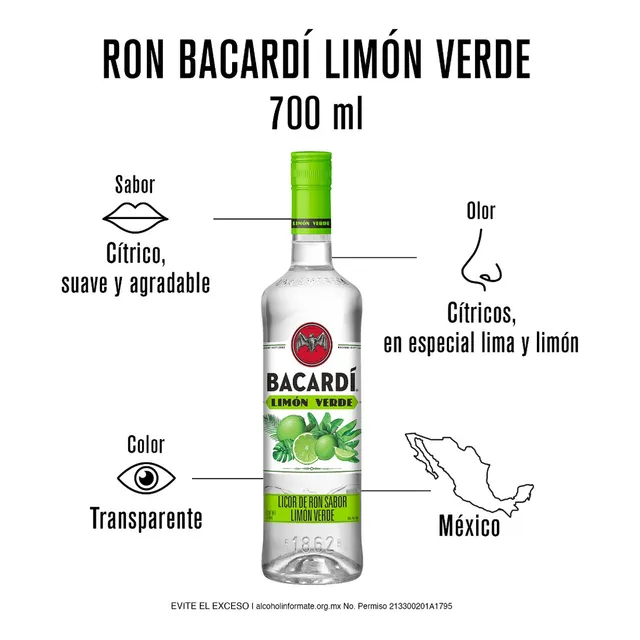3pack Bacardí Ron Mango Chile, Limón Verde, Raspberry 700ml
