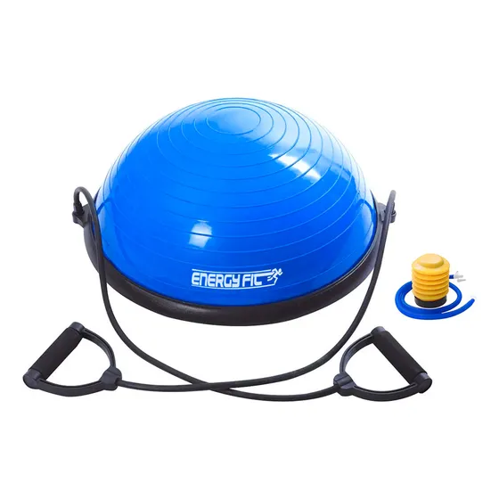 Bosu Semi Esfera 45 Cm Equilibrio + Set Bandas + Inflador Azul