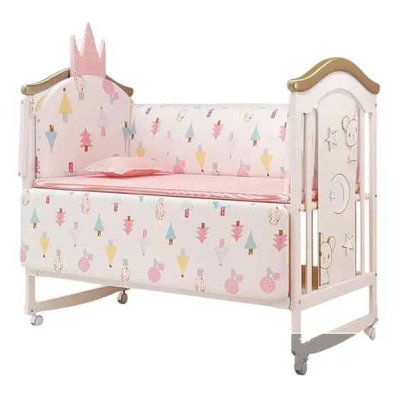 Cuna Colecho Madera Con Mudador Mosquitero Lubabycas Rosada Rosado