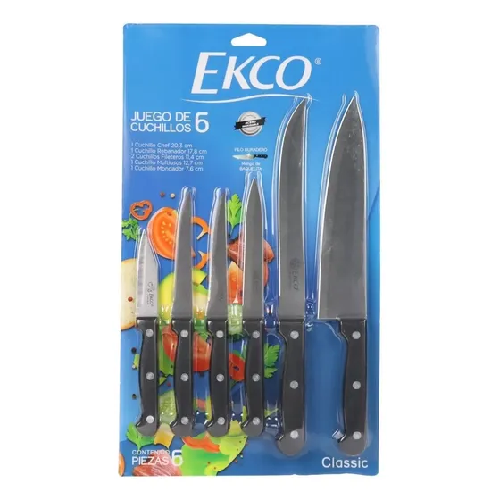 Juego De 6 Cuchillos Ekco Classic 24314 De Acero Inoxidable Color Negro