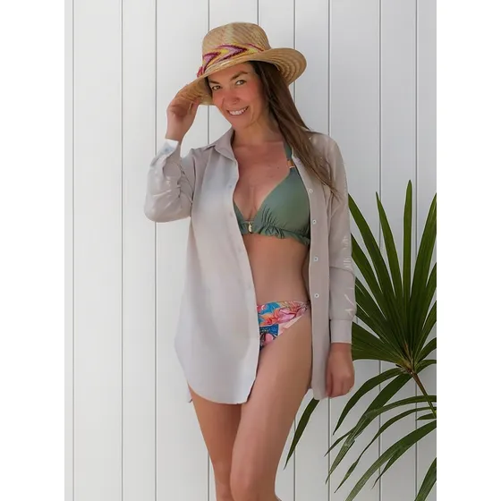 Salida De Baño Tipo Blusa Con Cuello Ropa Playa Y Verano