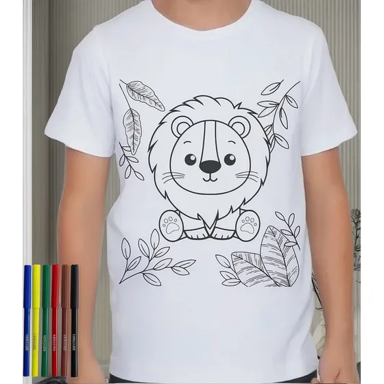 Camiseta Infantil Mágica Interativa Colorir Com Canetinha
