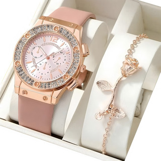 Kit Reloj 2 Piezas Lujo Con Diamantes De Pulsera Para Mujer Kit Reloj 2 Piezas Lujo Con Diamantes De Pulsera Para Mujer