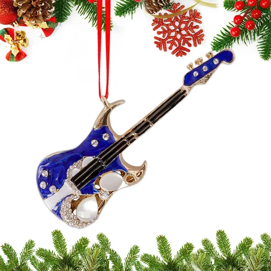 Adorno Navidad Guitarra 2023 Azul Para Arbol Regalo Musica