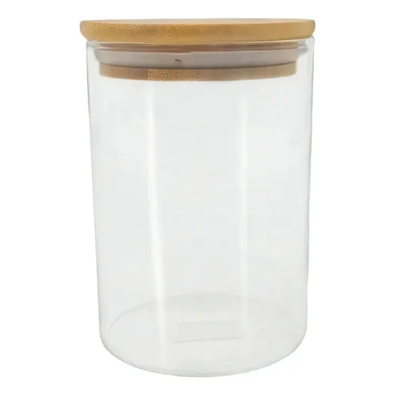 Frasco Especiero C/tapa Madera Vidrio 9x11cm 500ml