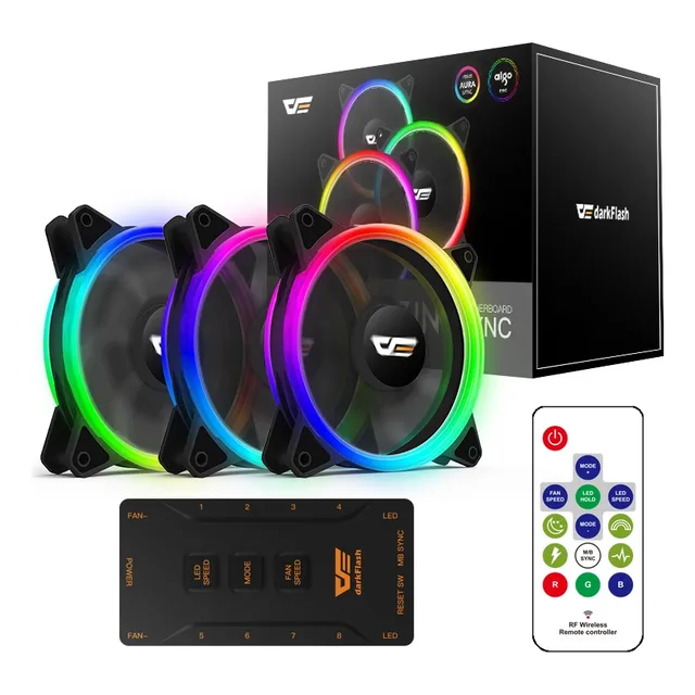Kit De 3 Ventiladores Dr12 Pro 120mm Argb Con Controlador