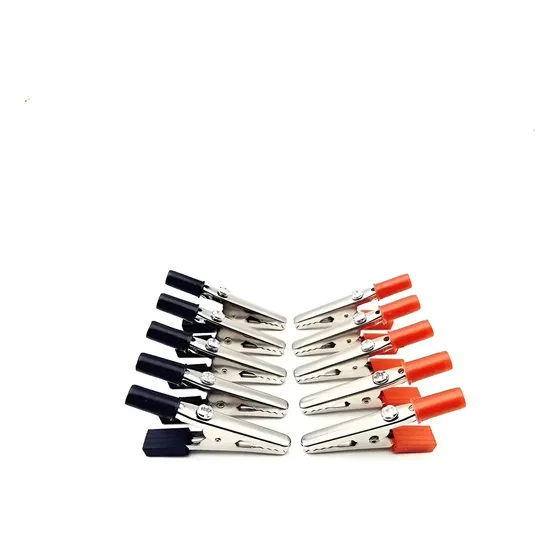 10 Pinza Clip Cocodrilo Chica Tester Mangos Rojo Negro