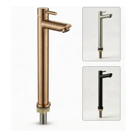 Torneira Aço Inox Lavatório Banheiro Bica Alta Dourado Fosco