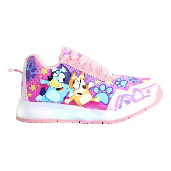Tenis Niña Bluey Luces Led Coco Bingo Chilli Bandit Rosa 