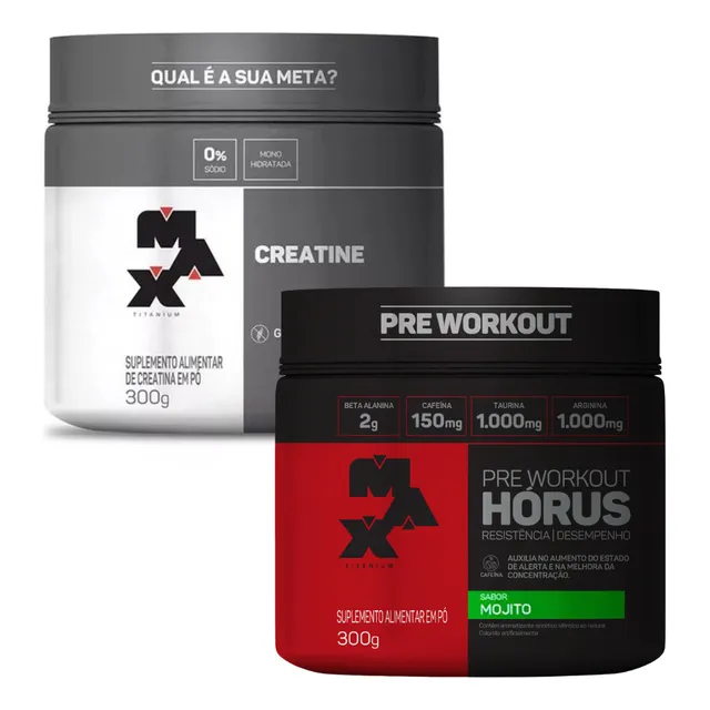 Combo Creatina Max Titanium + Horus 300g  