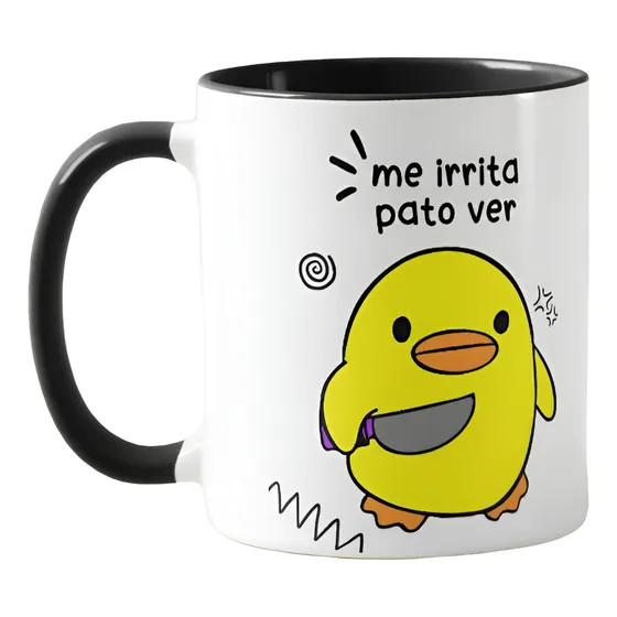 Caneca Pato Psicopato Meme Divertida Int Colorido