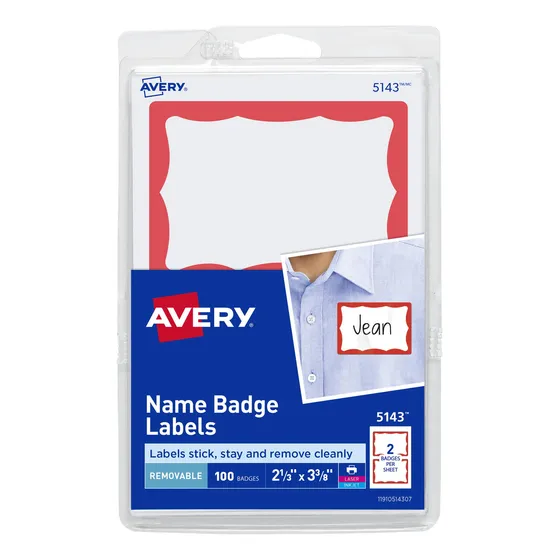 Avery Etiqueta Para Imprimir O Escribir Nombr Bord Rojo