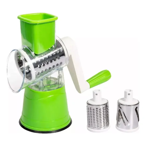 Rallador Cortador Queso Verduras Manual 3 En 1 Veoquiero Verde