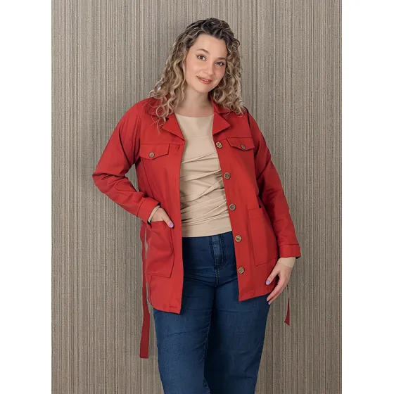 Saco Gabardina Lycra Mujer Onara Terra Talle Grande Cs