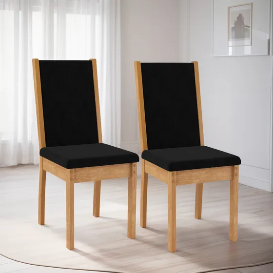 Silla Comedor Madera Rustico Doble Tapizado Tela Hogar X2